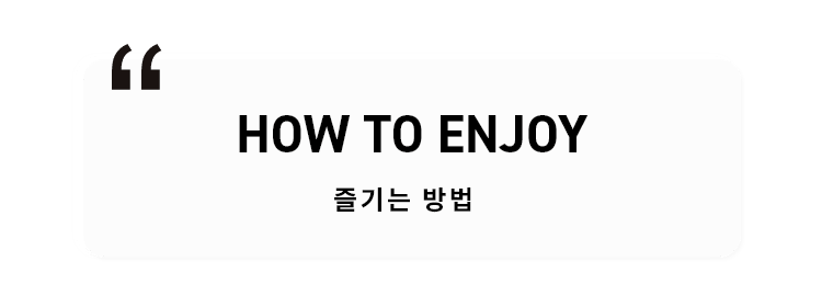 HOW TO ENJOY 즐기는 방법